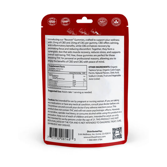 Recover Gummies – CBD + CBG (THC-Free) - Strawberry Mango (1500mg)