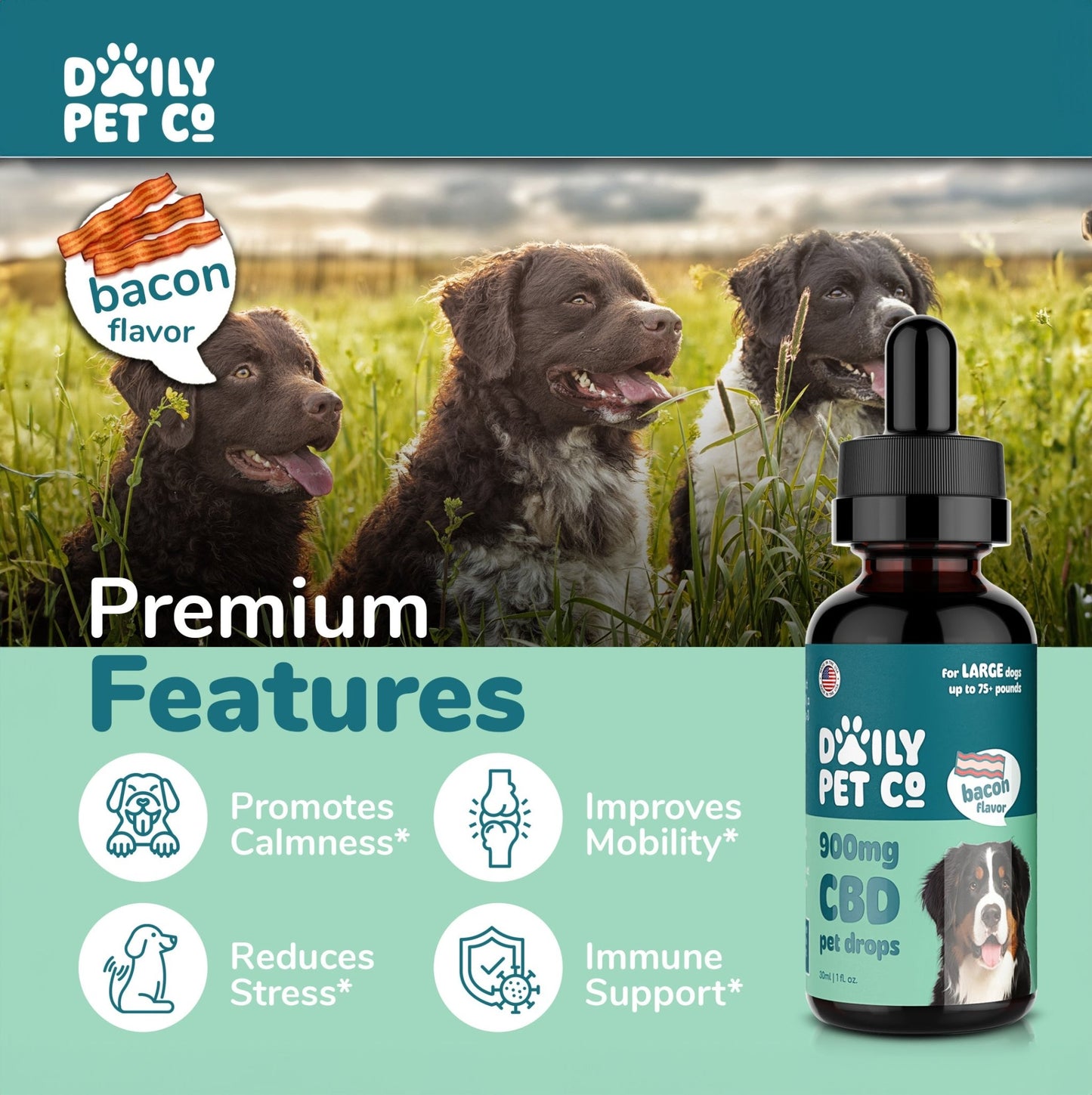 CBD Pet Drops for Dogs - Bacon Flavored