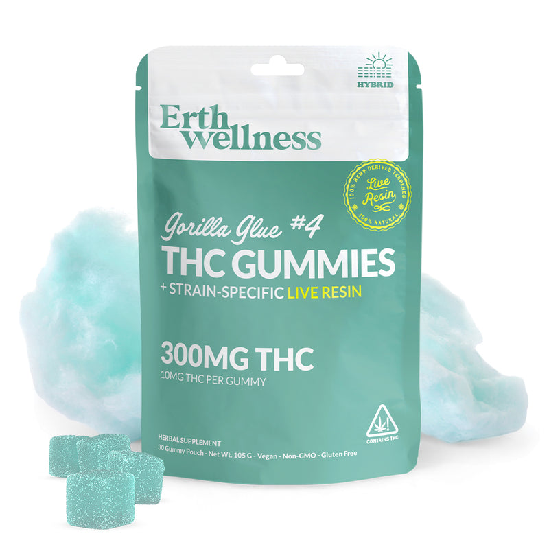 Δ9 THC Gummies – Gorilla Glue #4 (Hybrid) | Live Resin | Cotton Candy (300mg)